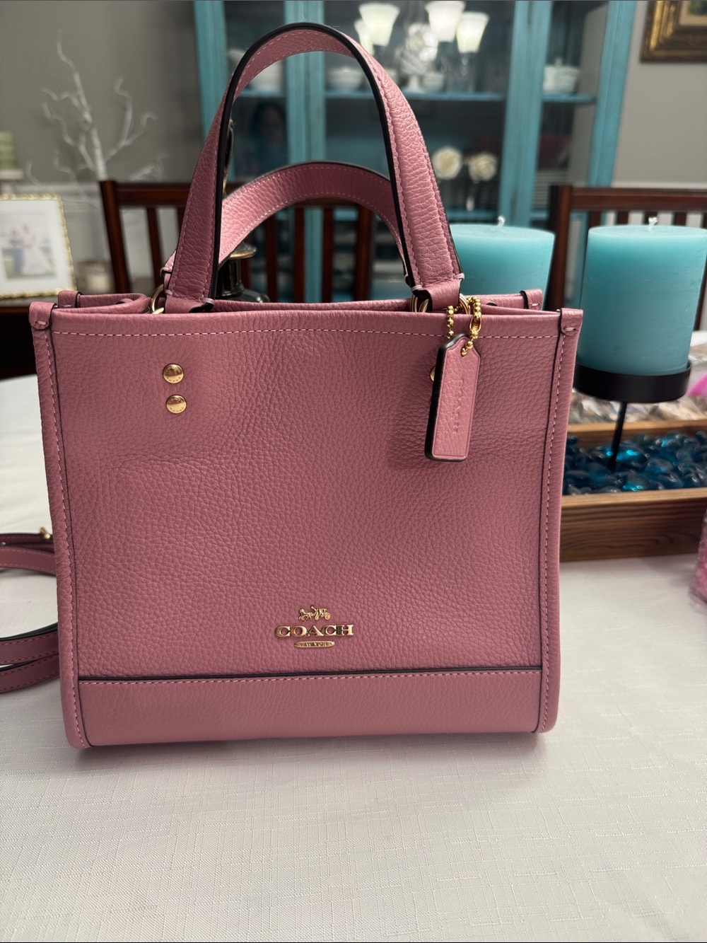 Coach Dempsey Tote 22 Pebbled Leather in Pink
